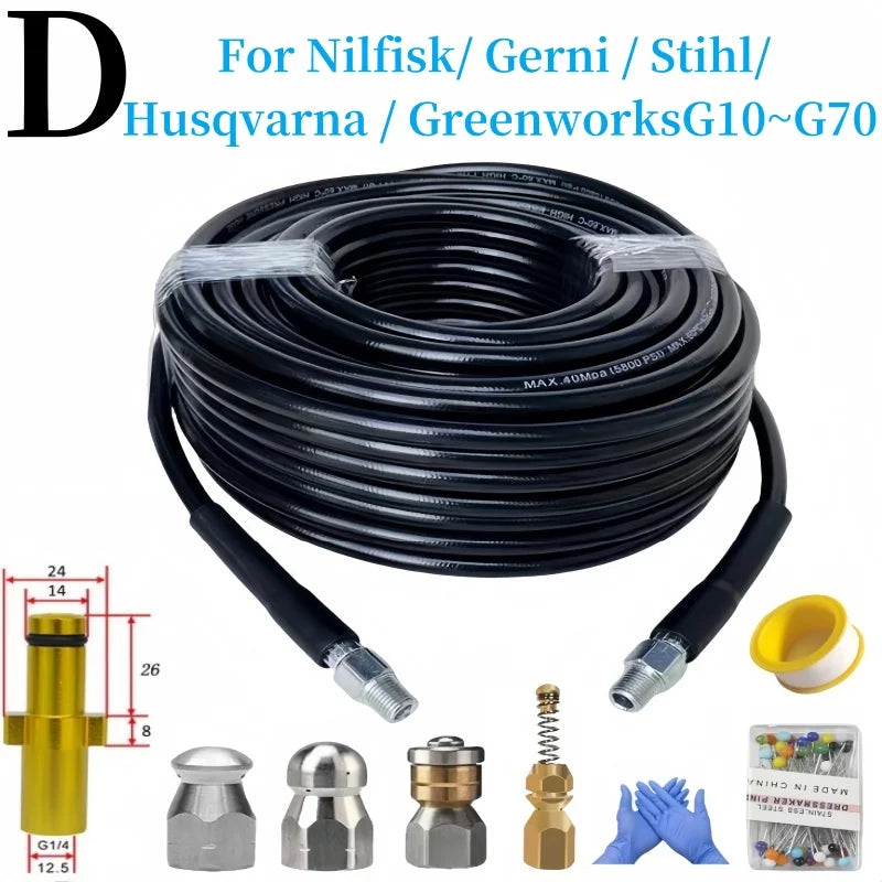 Sewer Drainage Cleaning Hose, High-Pressure Cleaning Machine Nozzle, High Pressure Hose, For Karcher Interskol Nilfisk Bosch