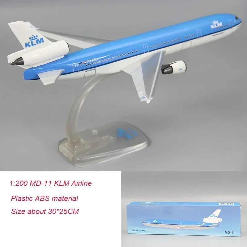 1:200 Scale KLM MD11 MD-11 Airlines ABS Plastic Airplane Model Toy Aircraft Plane Model Toy for Collection