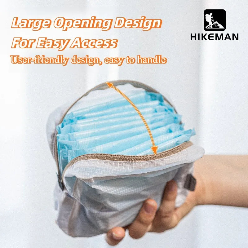 HIKEMAN Ultralight Camping Toiletry Organizer - Waterproof Silicone Pouch for Women's Essentials, Portable Hygiene Storage