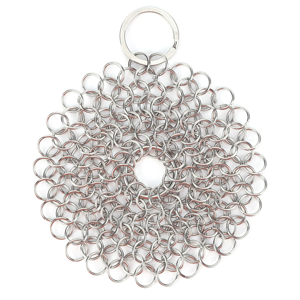 316 Stainless Steel Cast Iron Cleaner Chain Mail Scrubber Brush Pan Net Home Cookware Kitchen Tool Clean Kitchen Small Items