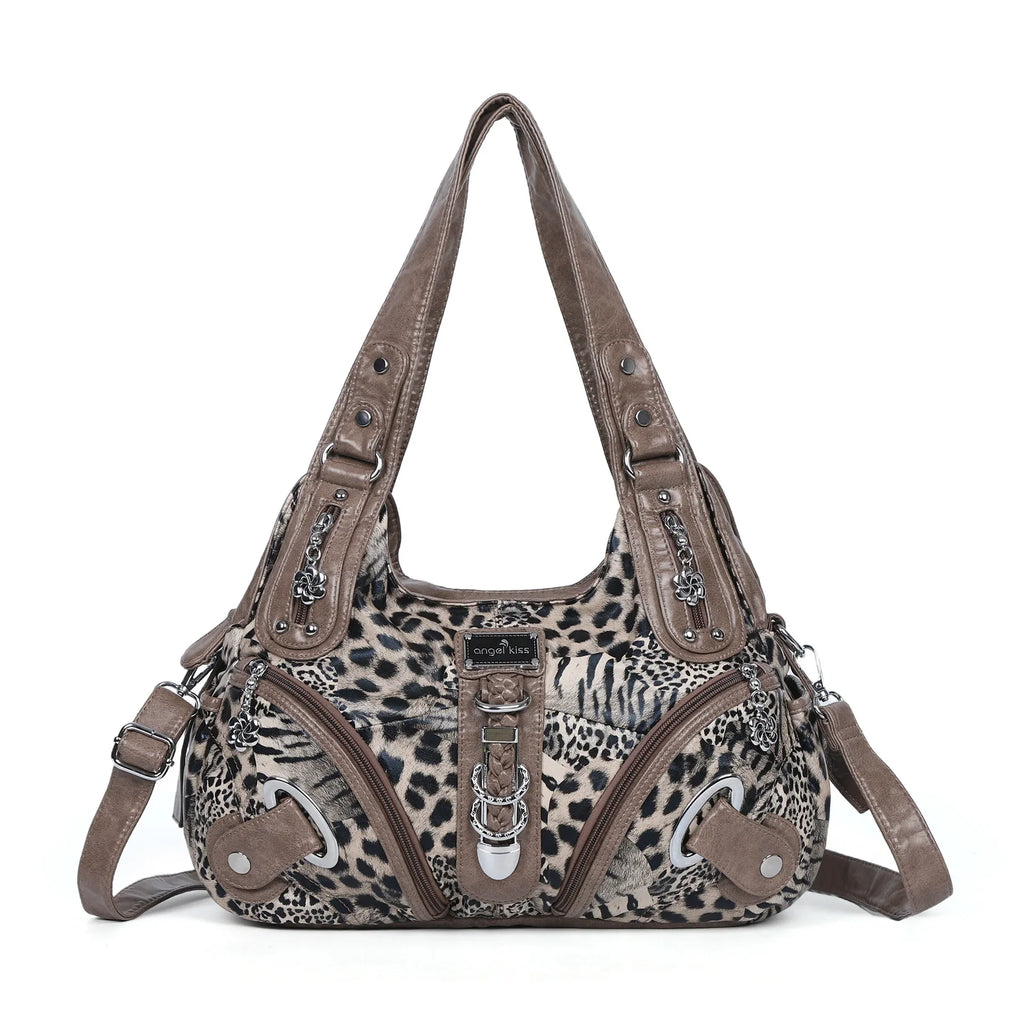 Angelkiss Women Handbags Leopard Bag Top-handle Handbag Fashion Satchel Dumpling Pack Shoulder Bag Tote Bag Hobos Large Purse