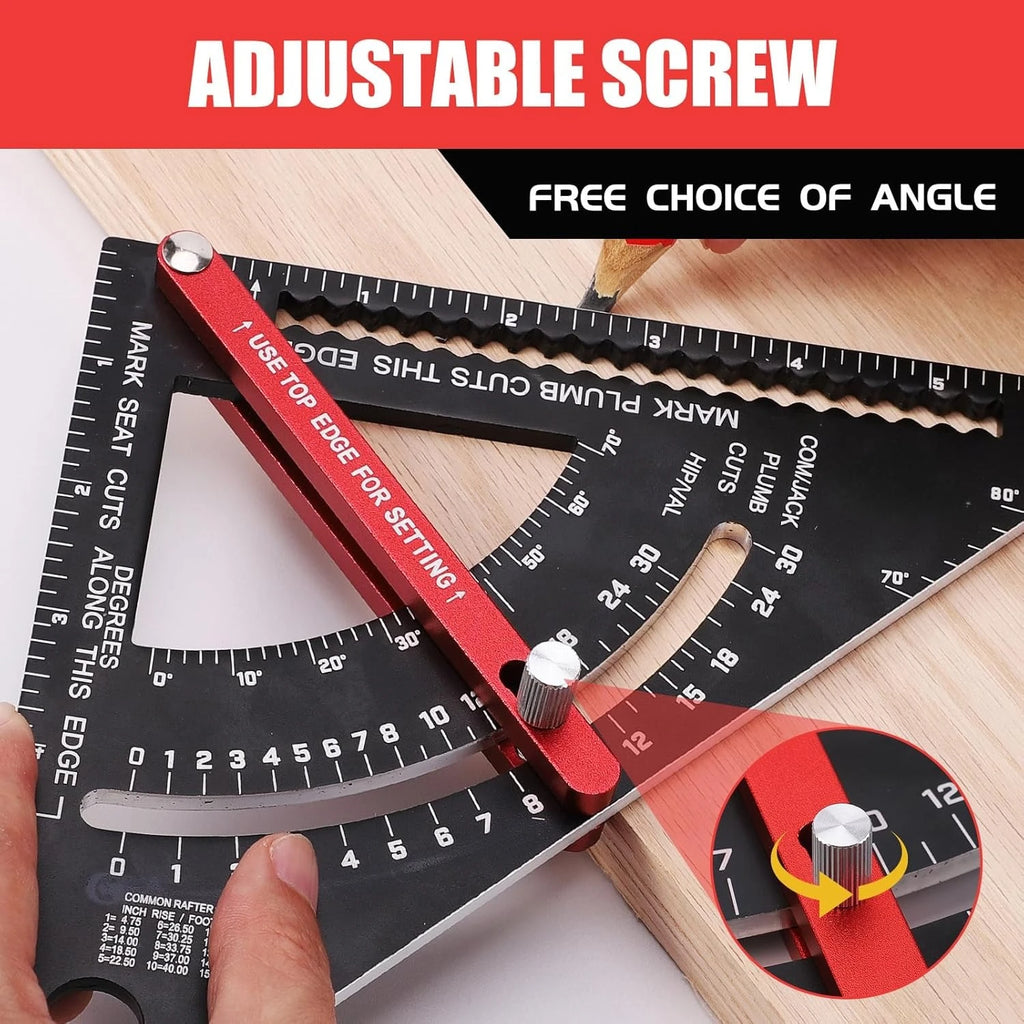 7Inch Carpentry Triangle Ruler Adjustable Multi Function Carpenter Layout Square Woodworking Tools Square Measuring Ruler