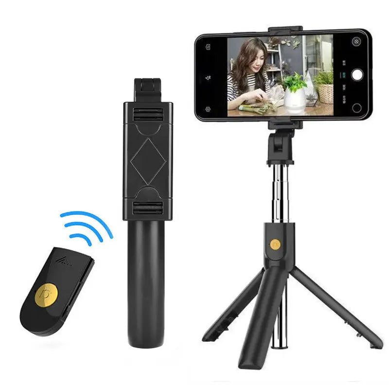 Foldable Wireless Selfie Stick Tripod Stand With Bluetooth Remote Portable Extendable Tripod For iPhone Xiaomi Huawei Video Live