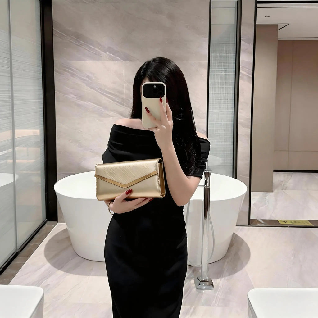 New shiny evening bag - high-end metallic edges, versatile for formal banquets, ceremonies and gatherings. Handbag for ladies