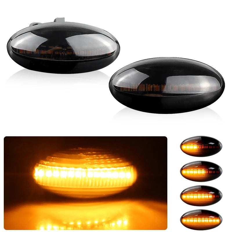 2PCS LED Side Marker Turn Signal Lights Canbus For Citroen C2 03-10 C3 02-up C4 Cactus 14-20 C5 01-08 C6 05-12 C-Crosser 07-