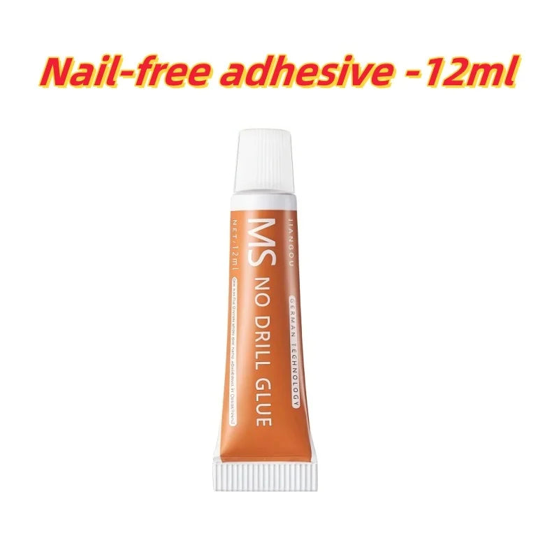 Transparent Heavy-Duty No-Nail Adhesive (with Mounting Pads) – Small Tube Precision Application, High-Strength Metal Bonding, Ba