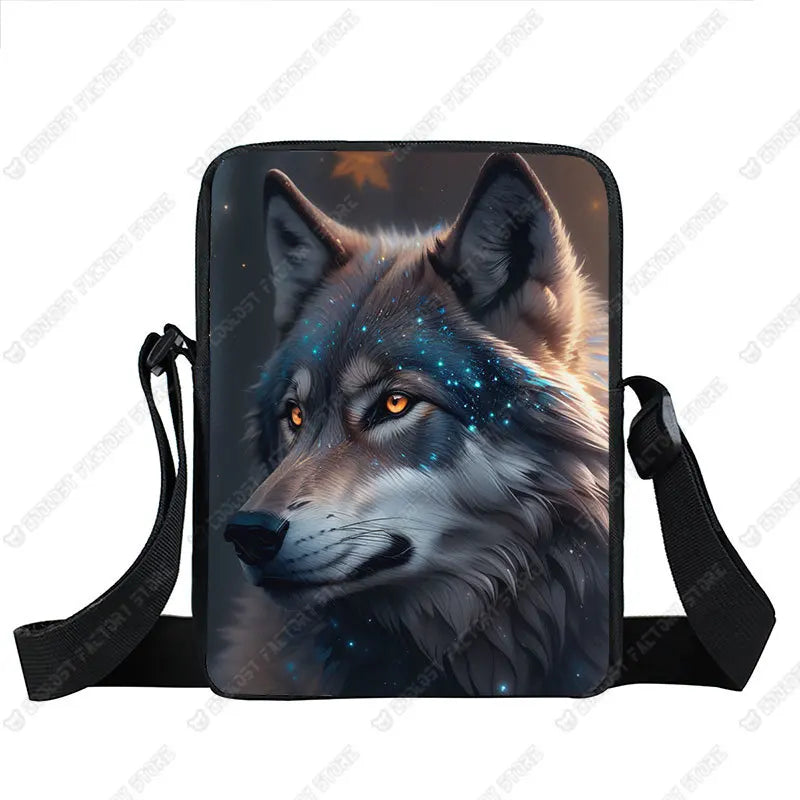 Howling Wolf Pattern Crossbody Bags Wolf Under The Moonlight Women Handbag Shoulder Bags Messenger Bag Key Phone Holder Book Bag