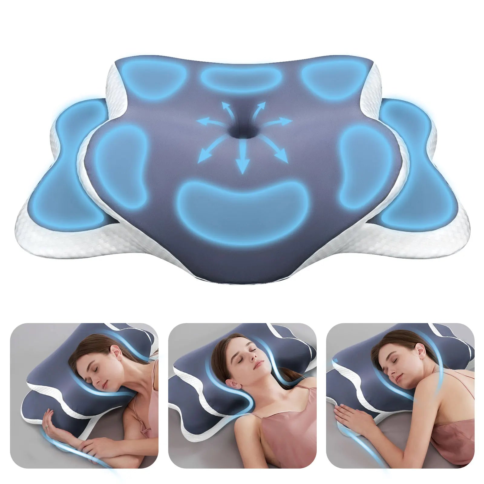 Memory Foam Contoured Cervical Pillow Orthopedic Neck Pain Relief Support for Side Back Stomach Sleepers Gift
