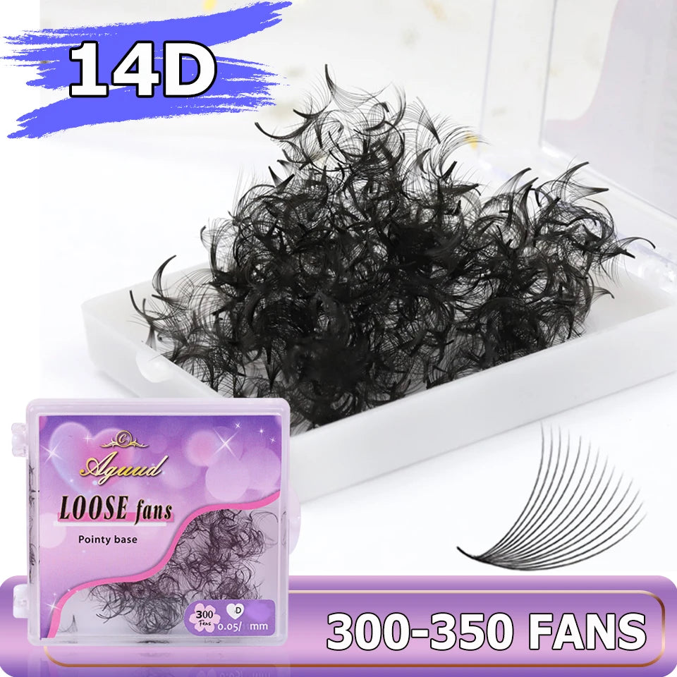 AGUUD Pro Made Fans Eyelash Extension Thin Pointy Base Promade Fans Loose Bulk Premade Fans Loose Russian Volume Lashes Cilio