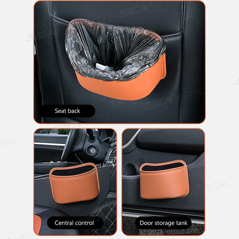 SEAMETAL Universal Car Cup Holder Box Multifunction Leatherette Car Door Water Cup Storage Box Trash Can Car Accessiroes