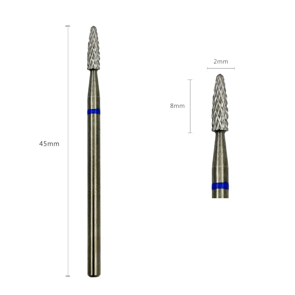 HYTOOS Cone Cuticle Clean Carbide Nail Bit 3/32" Rotary Carbide Burr Milling Cutter For Manicure Nails Accessories Tool