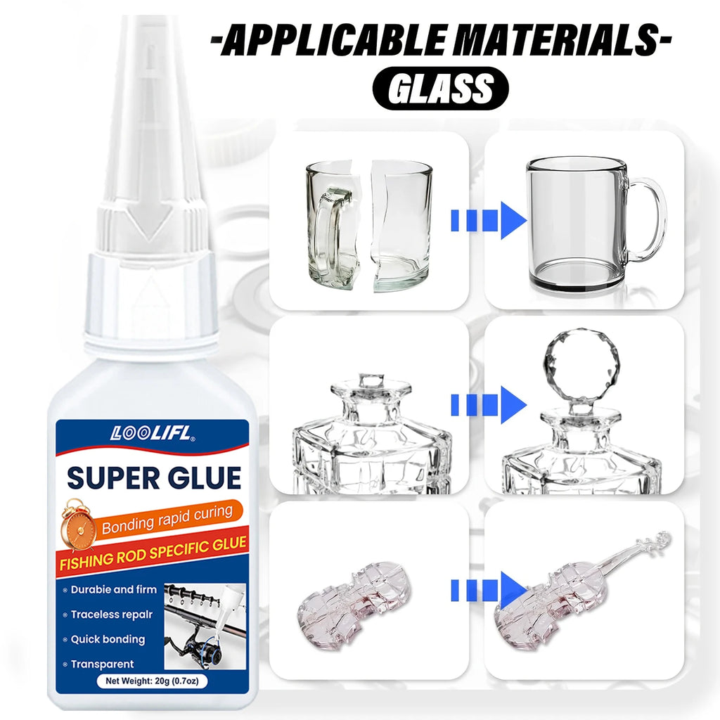 Super Glue extra strong 20g Universal Quick-drying Instant Cyanoacrylate Adhesive Leather RubberWood Metal Bond Liquid Glue Tool