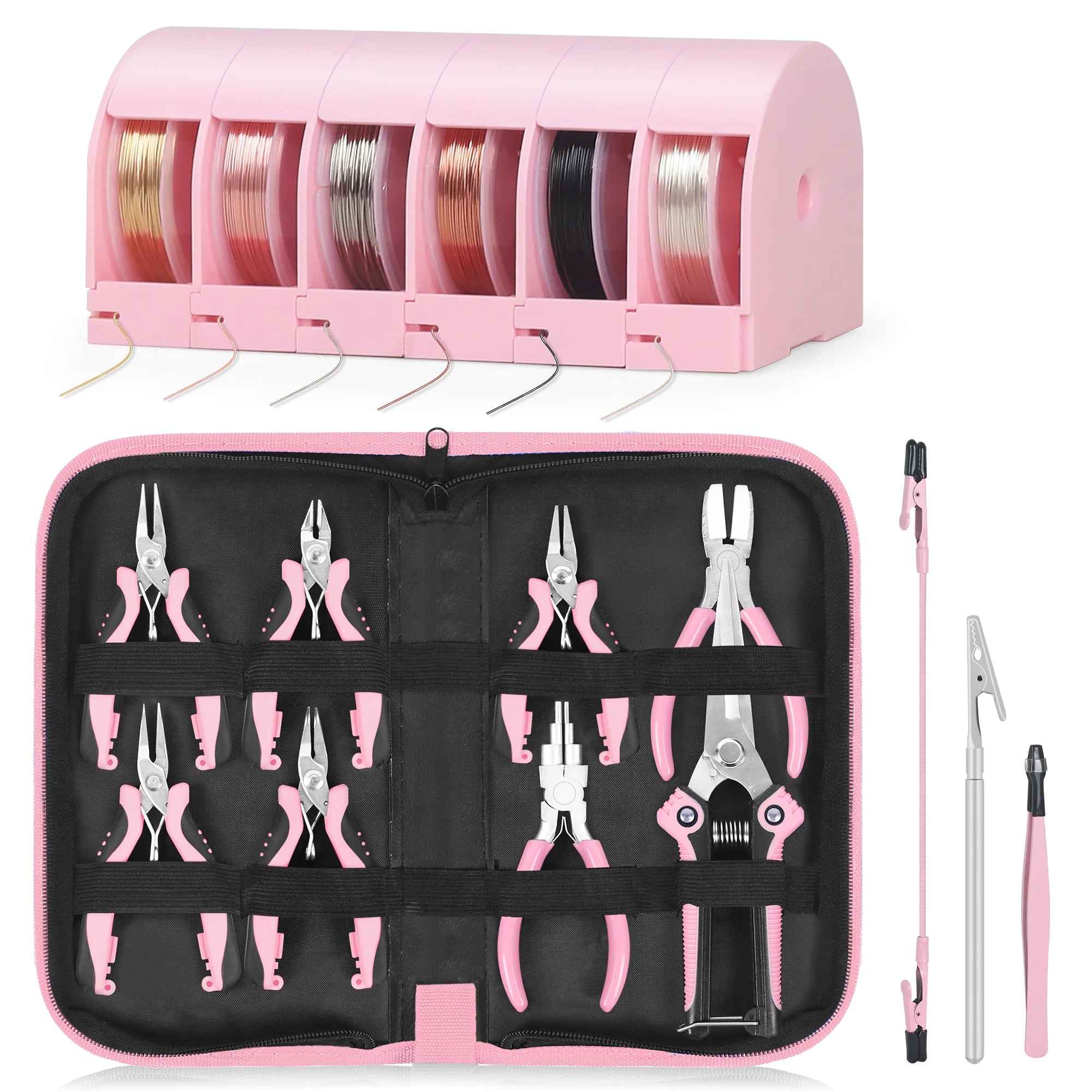 NEWACALOX 8Packs Jewelry Pliers Set, Jewelry Making Tools with Needle Nose Pliers Round Nose Pliers, Chain Nose Pliers for Craft