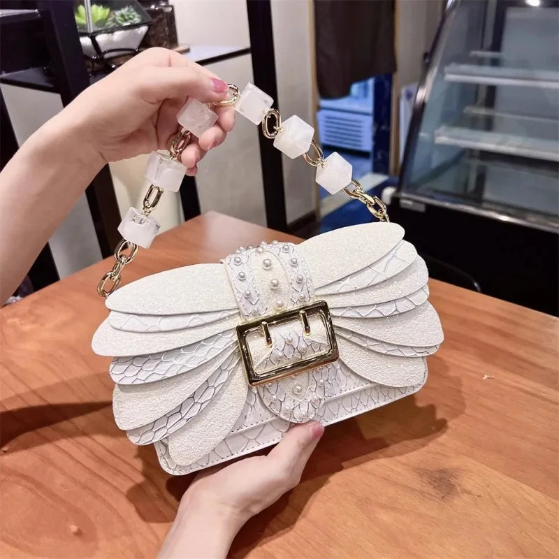 Design Women Single Shoulder Bag Tote Handbag Fashion Diamonds Chain Crossbody Bag Elegant Office Ladies Pu Leather Flat Bags