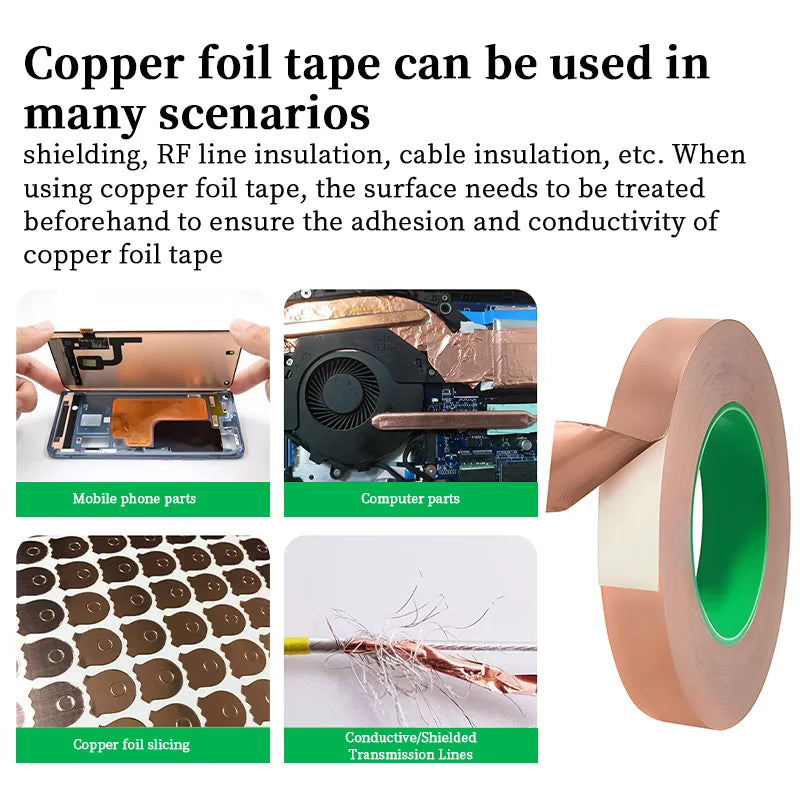DIY Copper Foil Tape With Double-Sided Conductive Adhesive EMIAnti-static Repair Adhesive Tape Circuit Electrical Repair Tapes