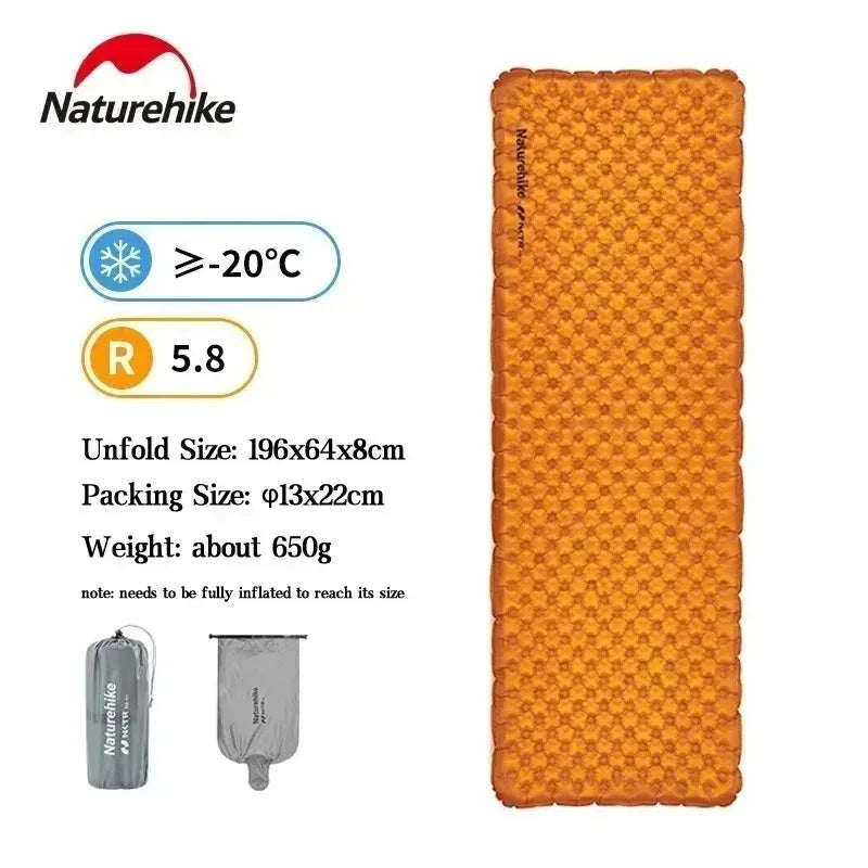 Naturehike Camping Mat 3.5/5.8/8.8 High R Value Ultralight Warm Inflatable Mattress Outdoor Portable Folding Inflatable Mats