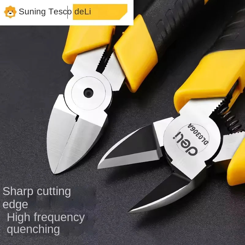 Deli CR-V 5/6 Inch Plastic Diagonal Pliers Multifunctional Cutting Side Scissors for Jewelry Wire Cable Electrical Tools