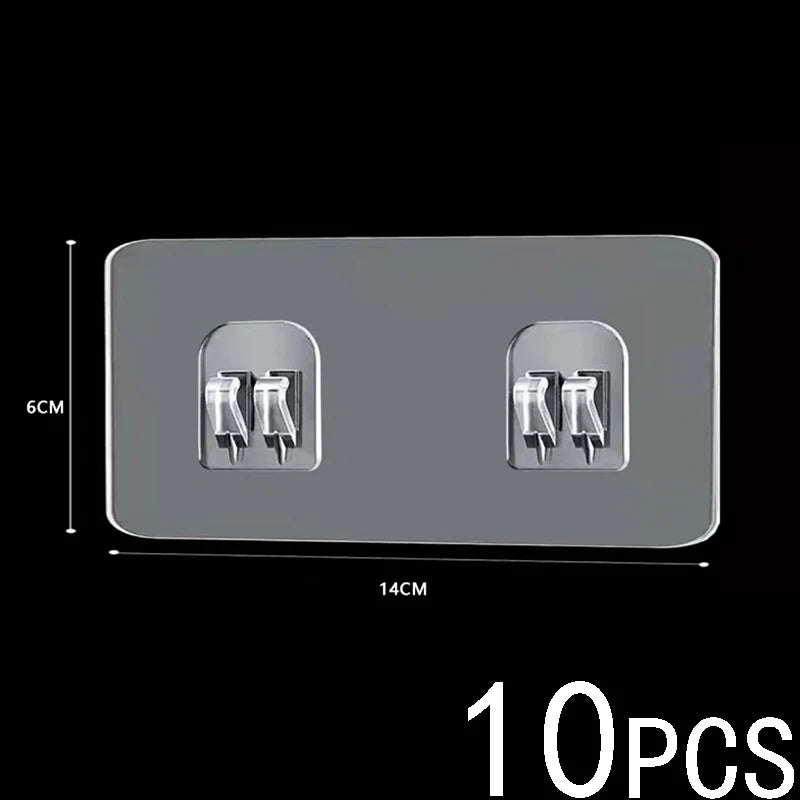 10-50pcs Transparent Self Adhesive Hooks Hanging Holder Shelf Hook for Kitchen Bathroom Wall Storage Rack Fixing Sticker Gadgets