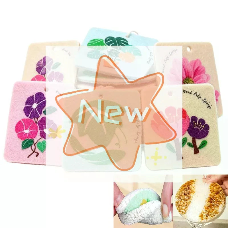 Regretfully Organic Wood Pulp Sponge Wood Pulp Cotton Dishwashing Sponge Wipe Cartoon Flower Wood Pulp Sponge Wipe Kitchen Brush