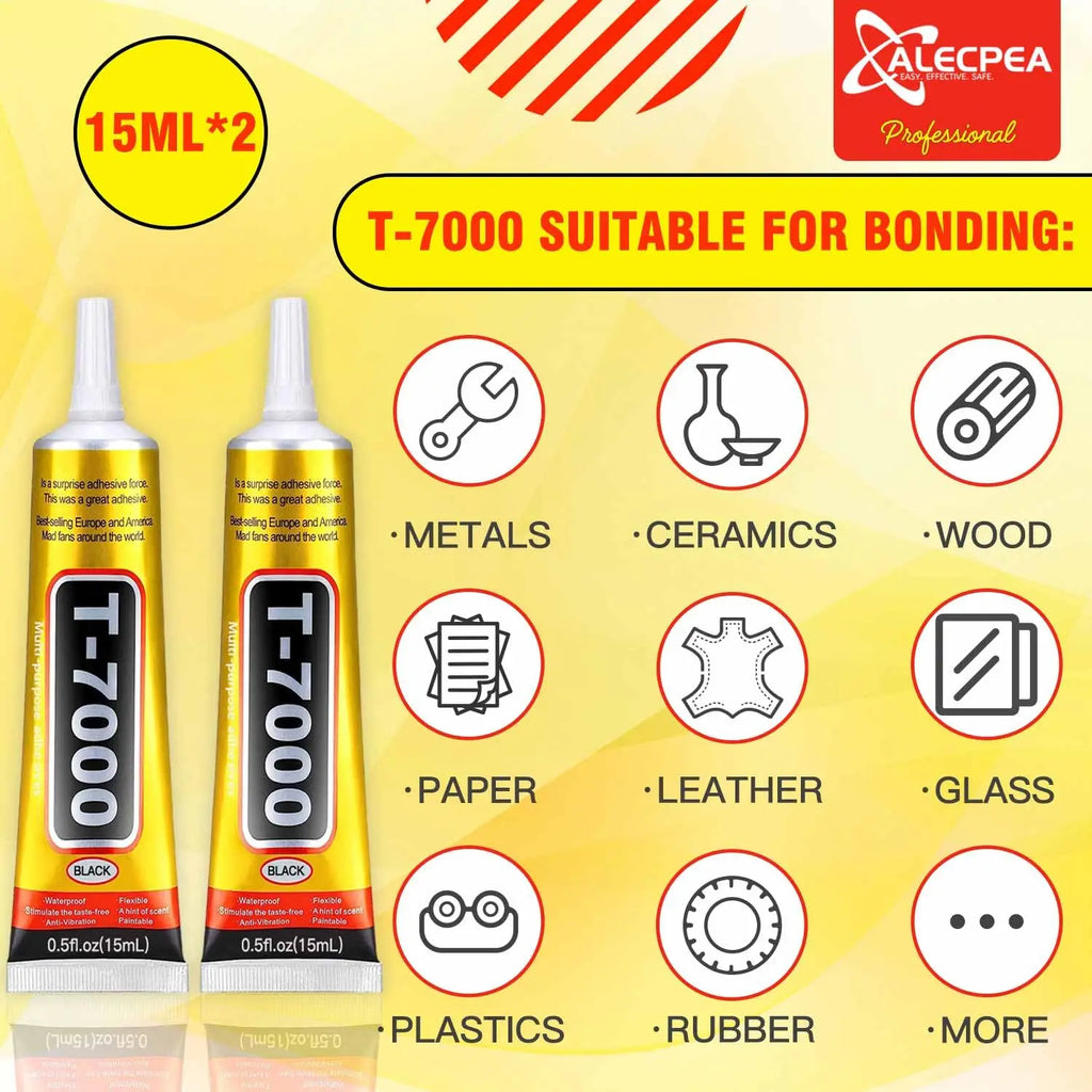 Upgraded T-7000 Black Adhesive for Precision Repairs - T-7000 High-Performance Waterproof Adhesive for Cell Phones, Jewelry, and Crafts