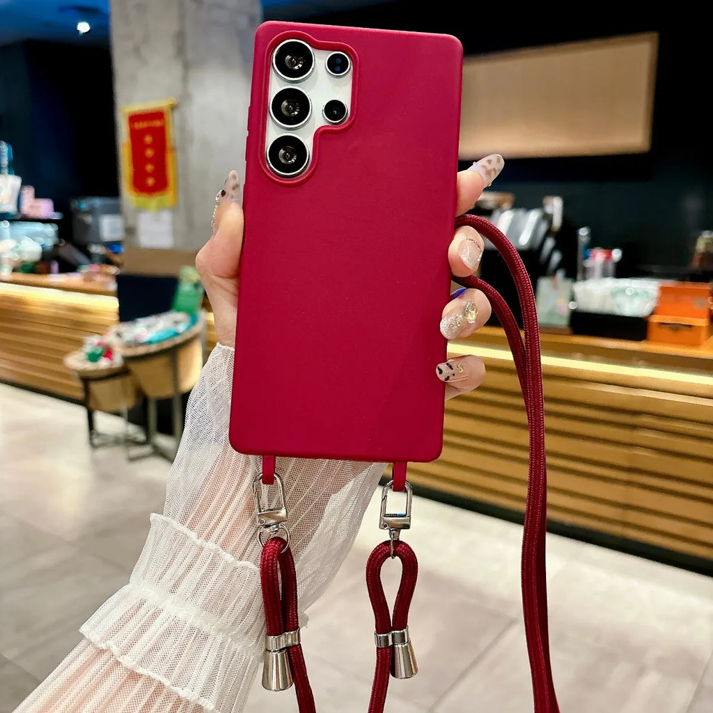 Crossbody Phone Case for Samsung Galaxy S26 Ultra S25FE S24 S23 S22 S21 Plus A56 A16 A36 A26 A17 A07 A57 A37 Silicone Soft Cover