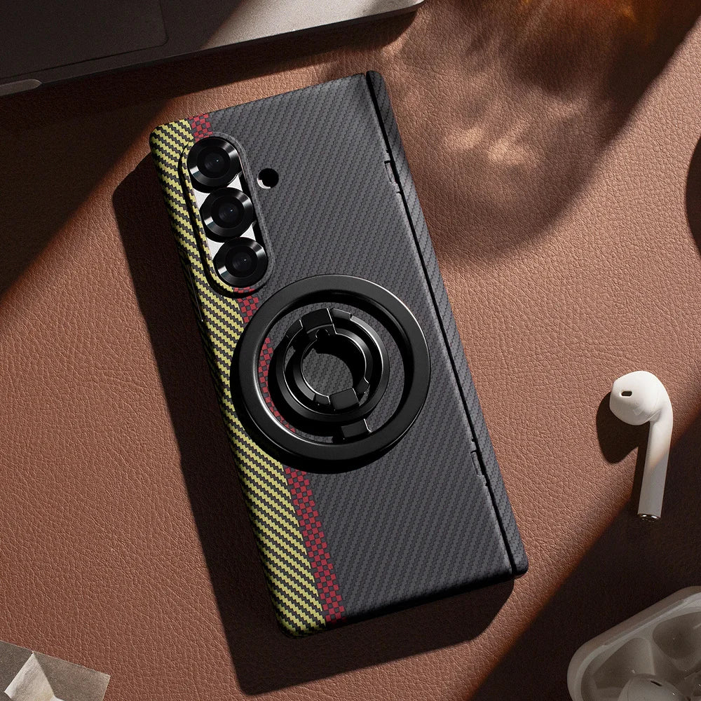 Strong Magnetic Magnet Folding Stand Carbon Fiber Phone Case for Samsung Z Fold 8 Ultra ZFold 7 6 5 4 3 Flip Hinged Back Cover
