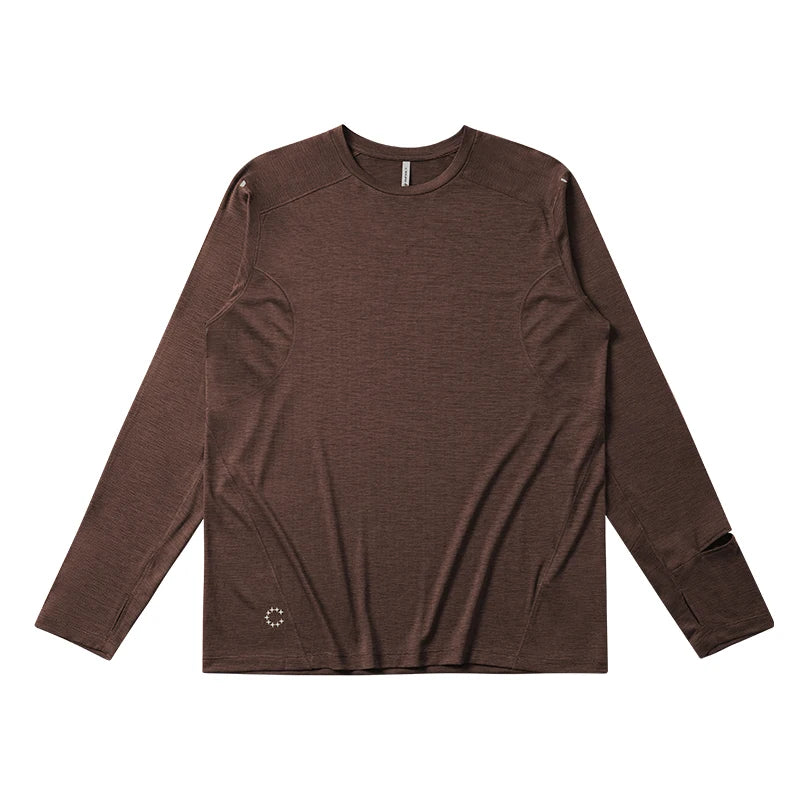 Men's Quick Dry Long Sleeve T-Shirt Sports Running Tee Summer Breathable Lightweight Fitness Gym Workout Top Activewear