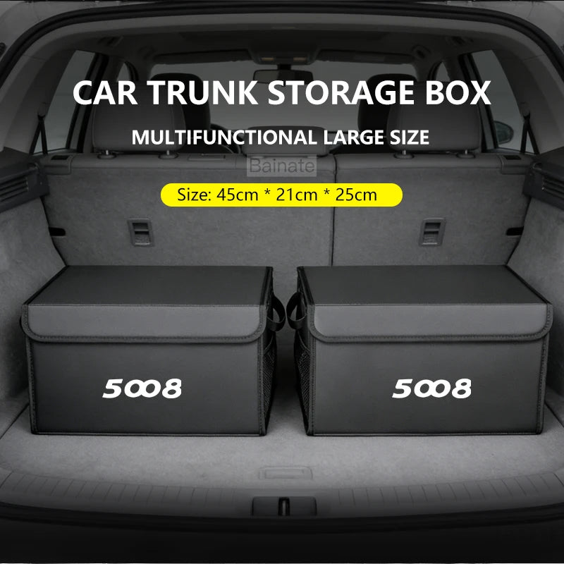 Car Trunk Foldable Storage Box For Peugeot 5008 2016-2025 Multi-Functional Folding Storage Bag Auto Interior Storage Accessories
