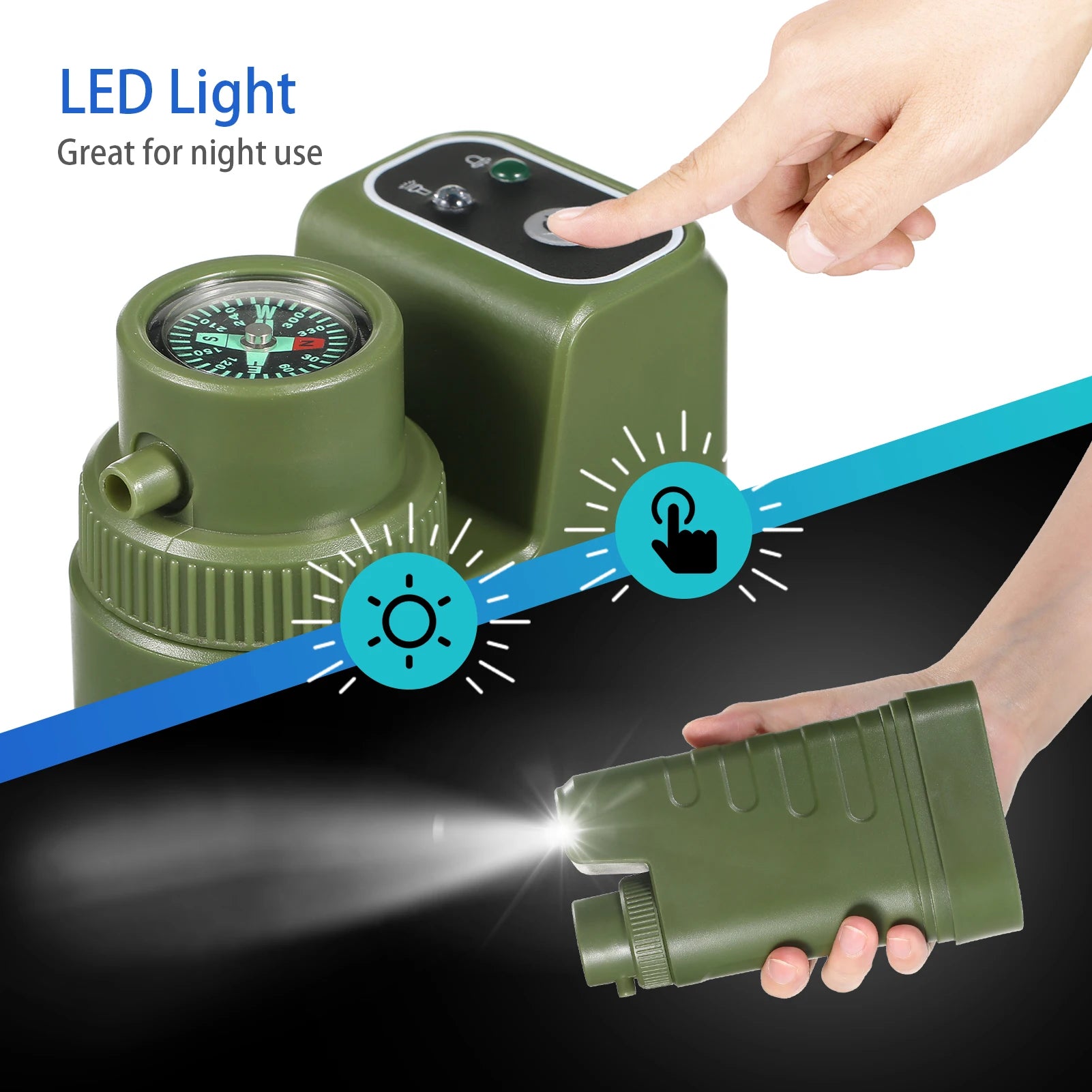 Electric Water Filtration System Survival Kit Portable USB Powered Water Filter with Night Light Compass Outdoor Camping Hiking