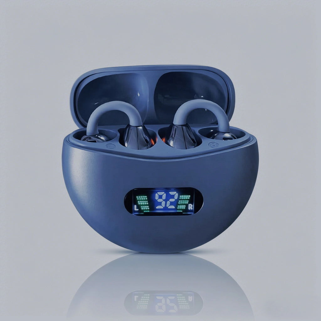 Ear Clip Digital Display Headphones Wireless Bone Conduction Bluetooth 5.4 Earbuds Comfortable Waterproof Sport Headsets