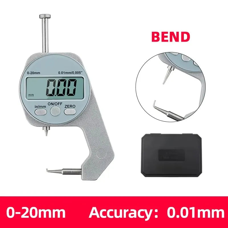 Digital Display Thickness Gauge Zinc Alloy Electronic LCD Micrometer Metric Imperial Wall Thickness Measurement Tools 0-10/20mm