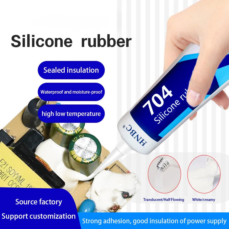 704 Repair Adhesive Rubber High Temperature Resistant Electronic Waterproof Insulation Heat-Resistant Silicone Sealing Adhesive