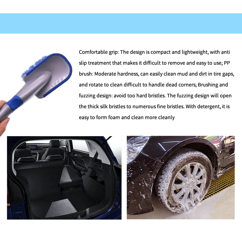 26x7x7 cm Auto Tire Rim Floor Mat Detailing Cleaning Brush 1 Pcs for Anti Scratch Car Wheel Brush Soft PP Bristles Car Washing