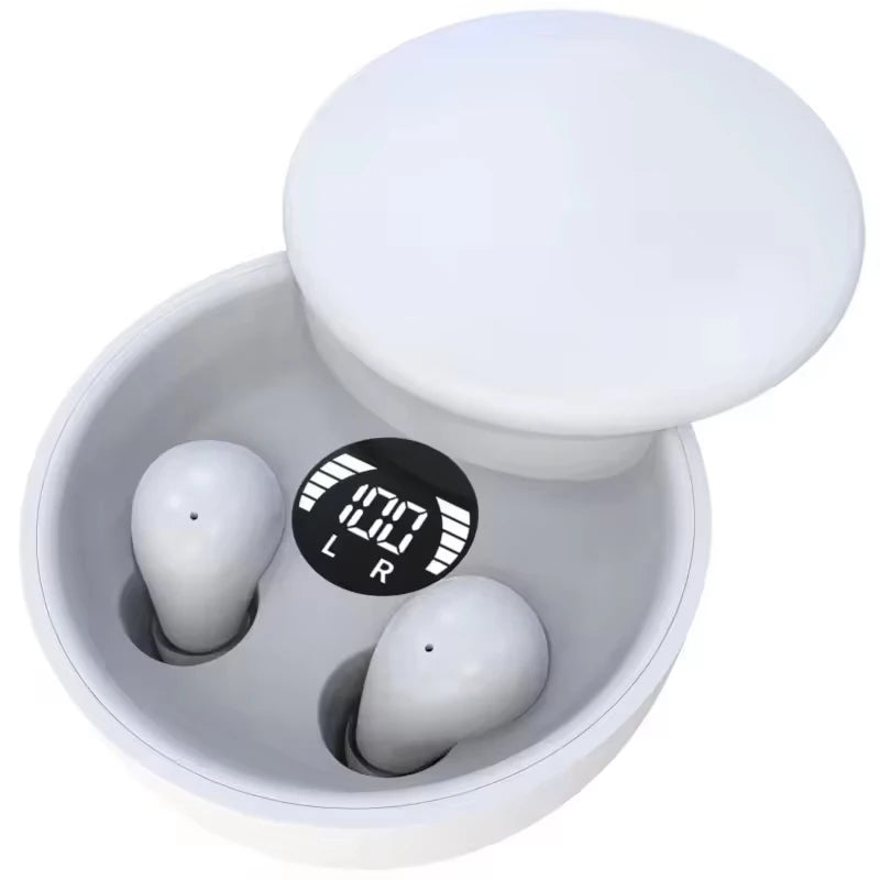SK26-Mini Invisible Headphones Wireless Bluetooth 5.4 Headphones Bass Sleeping Headphones with Microphone Noise Cancellation HD