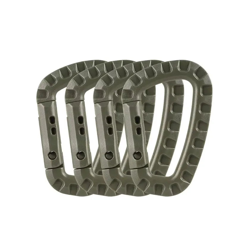 4/8/16pcs Tactical Plastic Carabiner Clip Keychain D-Shape Hard Spring Snap Gear Hook Outdoor Camping Hiking EDC Tools