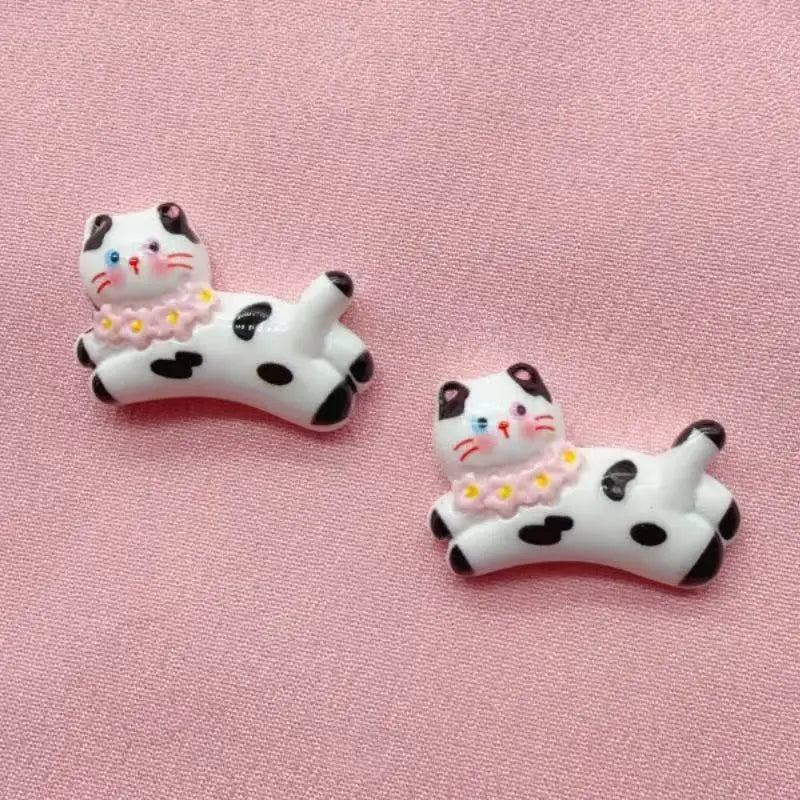 10pcs cartoon DIY resin accessories accessories, cat cream rubber hair clip, phone case, shoe buckle, keychain pendant