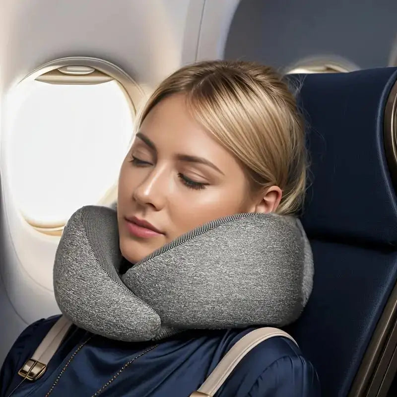 Comfortable Memory Foam Travel Neck Pillow with Breathable Cover Machine Washable Ideal for Airplane Office School Car and Home
