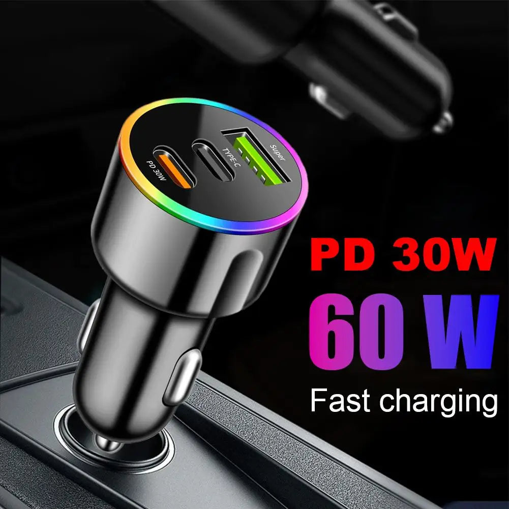 Car Charger Mini Type-C Dual USB Charger PD36W Fast Charging 12-24V Car Cigarette Lighter Cell Phone Charger Adapter