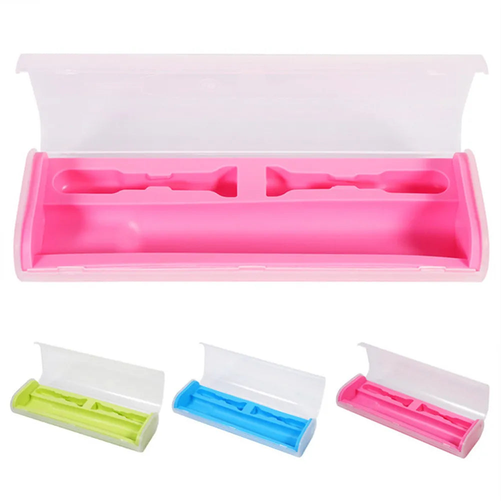 Electric Toothbrush Case Compact Plastic Travel Storage Box for 2 Brush Heads and 1 Toothbrush Portable Holder Protects Device