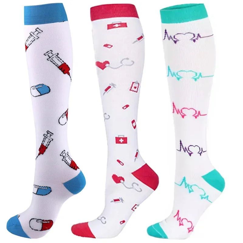 Unisex Compression Socks for Men and Women Medical Diabetes Varicose Veins Sports Socks for Running Cycling Travel Flight Yoga