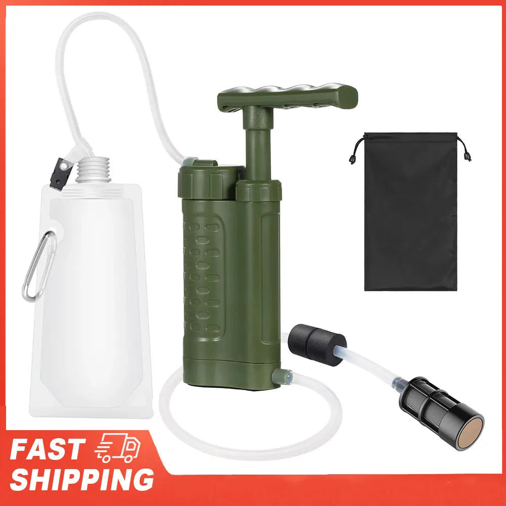 Portable Outdoor Emergency Survival Gear Water Purifier Pump Water Filtration System with 0.01 Micron Water Filter for Emergency