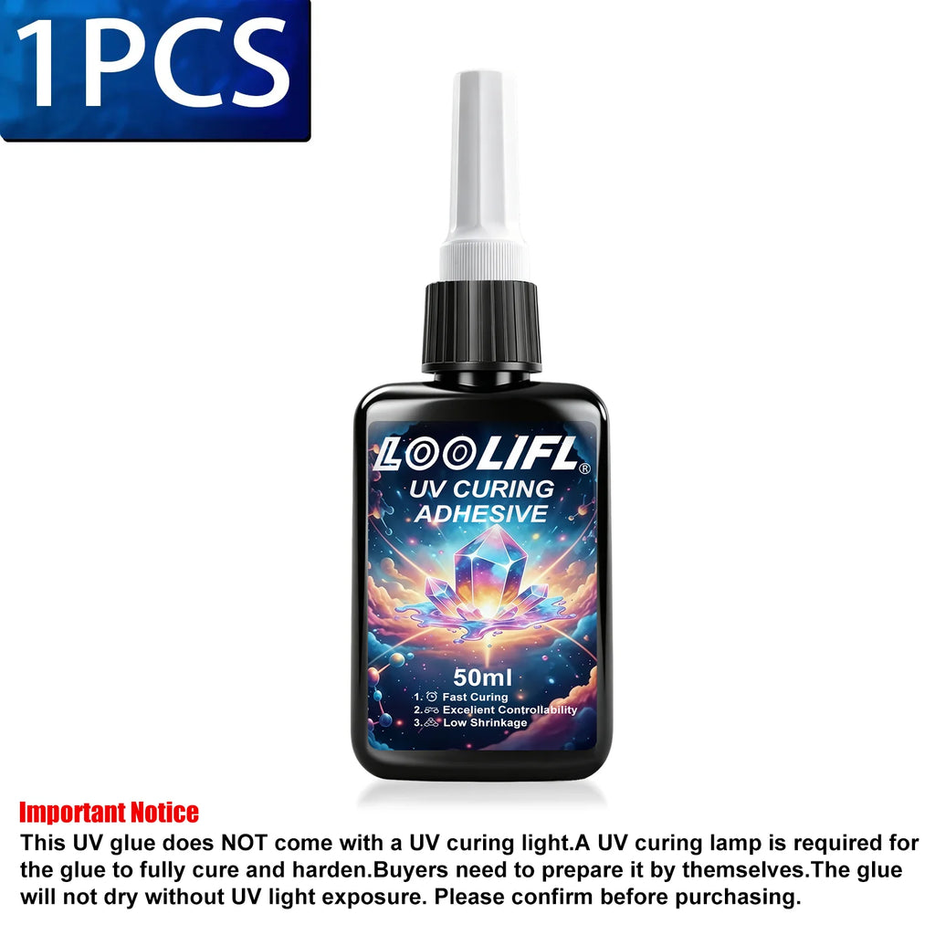 Uv Glue Super Transparent Invisible Adhesive, Craft Glue, Fast Drying, Strong Bonding, Uv Curing Glue, Waterproof, High Temperature Resistant, Suitable for DIY Crafts, Handmade Jewelry/Ornaments, Model Building, Glass, Acryli