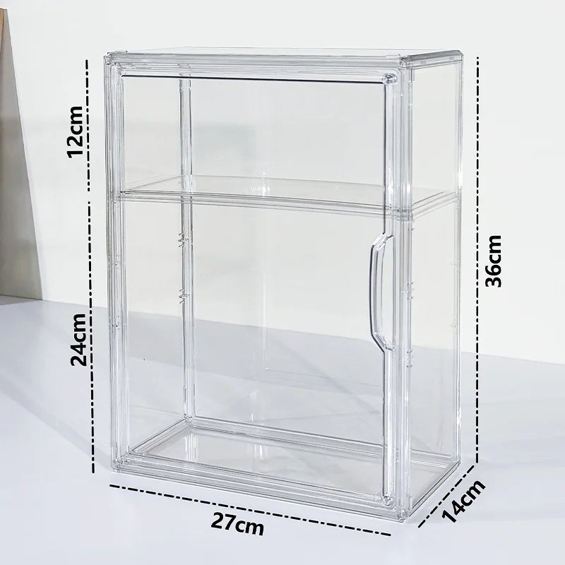 Acrylic Figures Desktop Storage Box Organizer Doll Storage Display Clear Plastic Dustproof Large Capacity Figure Display Cabinet