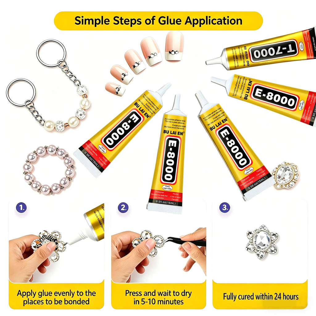 (Epoxy Resin 15g–110g) B7000 E8000 Waterproof Clear Adhesive for Jewelry and Mobile Phones