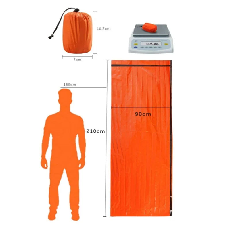 Portable Waterproof Emergency Survival Sleeping Bag Hiking Camping Gear Thermal Bivy Sack First Aid Rescue Kit Mylar Blanket