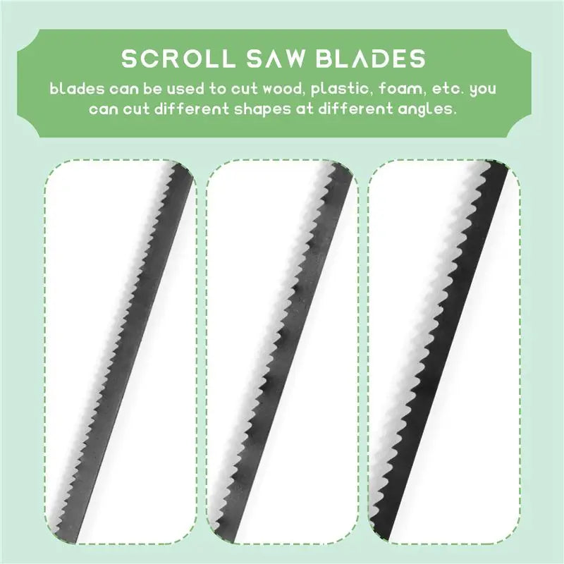 AT21-36Pcs Scroll Saw Blades 127Mm Carbon Steel Fretsaw Blades With Cross Pin 15/18/24 Teeth Standard Fine Cut Saw Blades