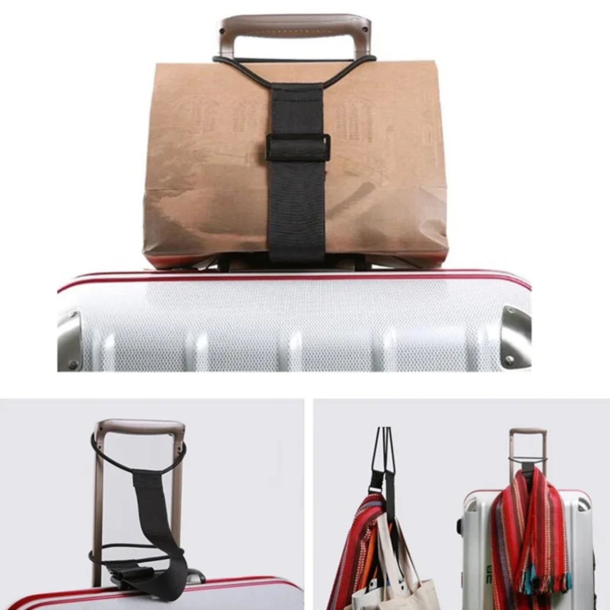 Adjustable Luggage Add A Bag Strap, Multicolor Suitcase Connecting Belt with Elastic Loops to Secure Extra Bags for Travel