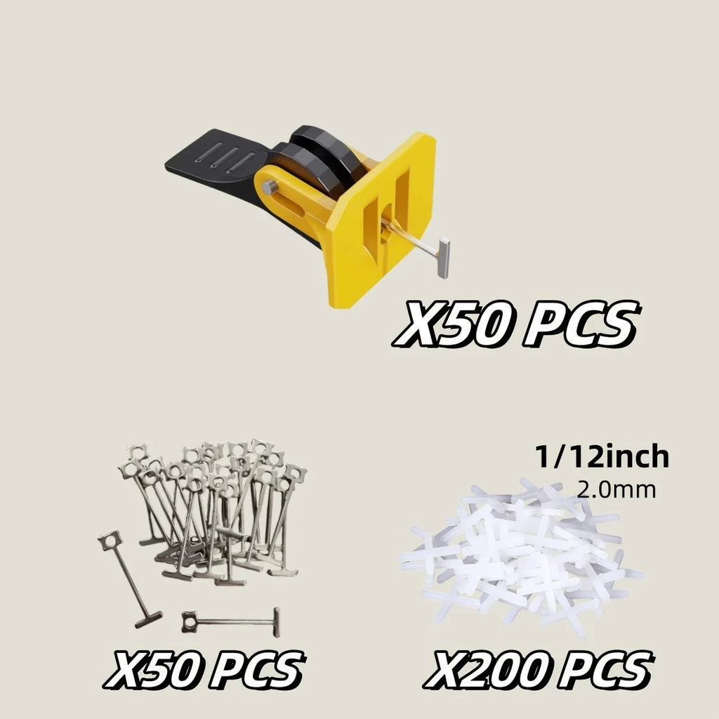 300Pcs Reusable Tile Leveling System Kit with 2.0mm Spacers, Durable Metal and Plastic Construction for Professional Wall and Floor Tile Leveling