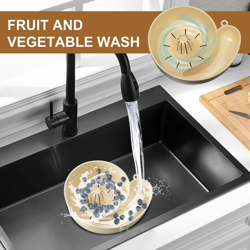 Snail Shape Fruit Drainer Basket Creative Automatic Rotation Clean Vegetable Washing Basin Kitchen Drain Basket Food Container