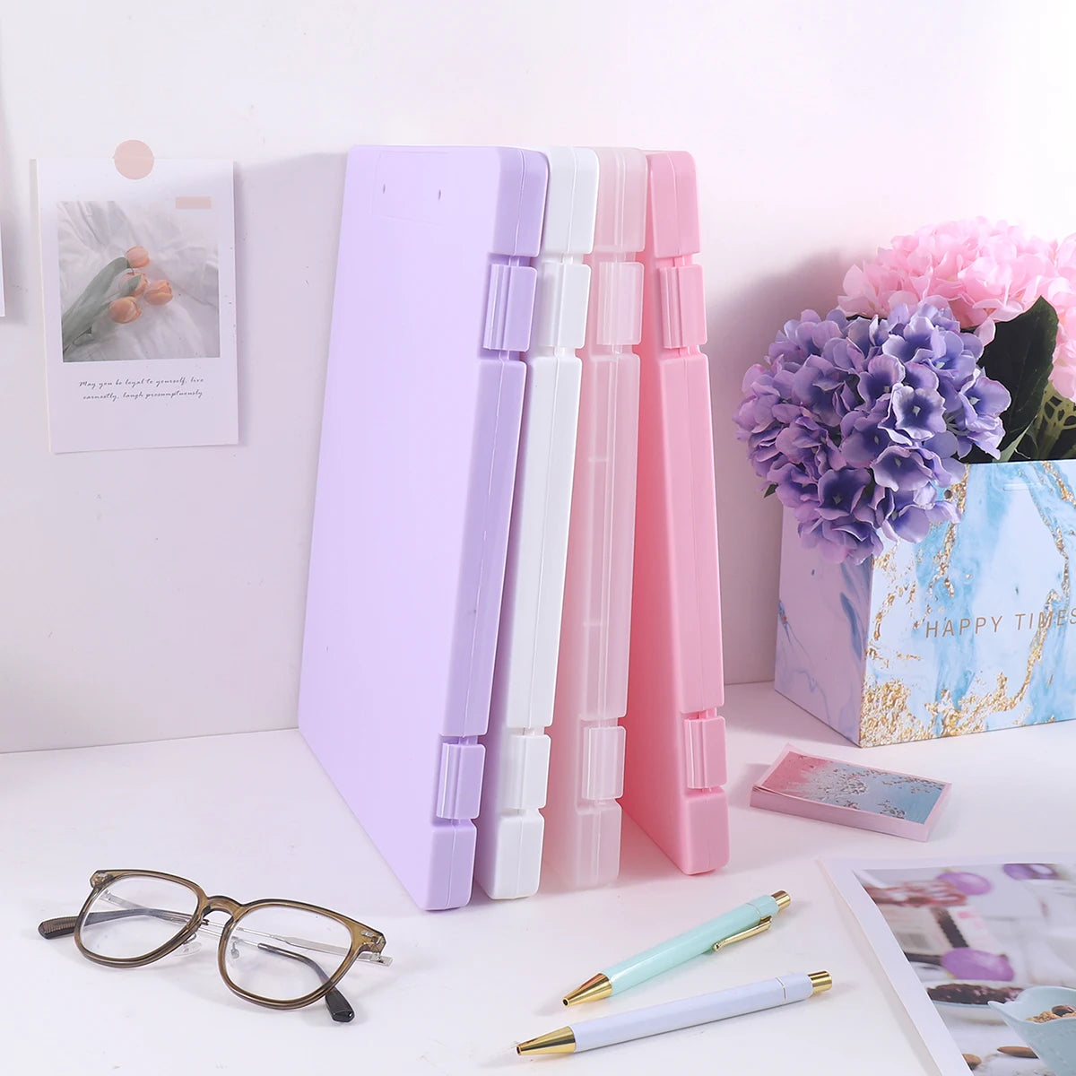 1 PC A4 File Box 2-in-1 Portable Document & Photo Storage Organizer Tool Without Clips Writing Board for Office Use